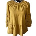 Madewell  Gold Eyelet Peplum Top Size XS NWOT Photo 3