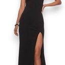 La Femme  Long‎ High Thigh Slit One Shoulder Jersey Black Gown Prom Dress Size 6 Photo 0