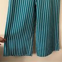 Worthington  Cropped wide leg pull on pants blind stripe teal & white Small Photo 3