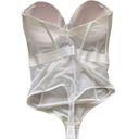 DKNY  Women's 34D Sheer Mesh-Panel Thong Bodysuit  White Strapless Stretchy Slim Photo 1