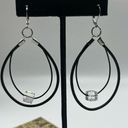 Swavorski Swarovski Crystal Black Two Leather Cord Dangle Earrings-  Handmade NEW Photo 1