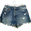 ZARA  Distressed Denim Mini Shorts Sz 4‎ Photo 0