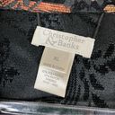 Christopher & Banks  | Black Autumn Patchwork Tapestry Fall Leaf Button Jacket XL Photo 3