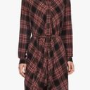 ALLSAINTS  Tala Red Check Plaid Asymmetric Hem Button Shirt Dress XS Photo 0