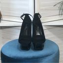 Wild Rose NWOT  5” heel black velvet peep toe platform sandals sz 9 Photo 2