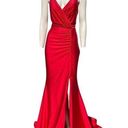 Jessica Angel  Ruched Surplice Criss Cross Back Gown 374 Red Size Medium NWT Photo 0