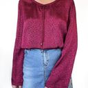 White Stag Vintage Cranberry Red Satin Peasant Blouse Jacquard Paisley Size S  Photo 0