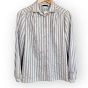 American Vintage Vintage The Wardrobe Builder White Silver Red Striped Button Down Shirt L Photo 0