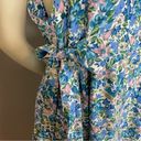 Vintage‎ Liberty Dress Apron Style Faux Wrap Side Ties Square Neck Blue Floral Size M Photo 14