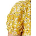 Wish Golden Bloom Floral Short Sleeve Dress V-Neck Ruffle Hem Mustard Yellow szL Photo 4