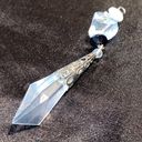 Vintage Acrylic Crystal Cut Pendant Silver Photo 3