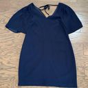 Trina Turk  Cape Sleeve V-Neck Tie Back Dress Navy Blue Size 12 NWOT Photo 0