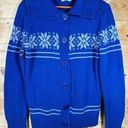 Studio Works  Vintage Women's Blue Snowflake Pattern Button Down Collared… Photo 0