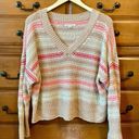 American Eagle Beige Striped V Neck Sweater Photo 3