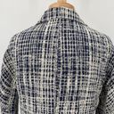 Lafayette 148  Blazer Textured Woven Abstract Plaid Check Pattern Navy Cream S Photo 5