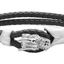 The Row Steeltime  Dragon Double Braided Leather Bracelet  Black Silver  Unisex Photo 0