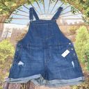 Old Navy denim distressed shorts overalls size medium Photo 0