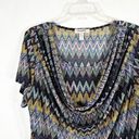 Dress Barn  Plus Size 1X Top Chevron Purple Blue Drape Neck Short Sleeve 1058 Photo 4