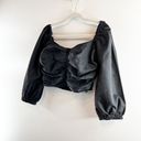 J.Crew  Ruched Puff Sleeve Sweetheart Neck Crop Top Black 10 Photo 7