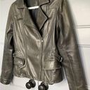 Banana Republic  Brown/Gray 100 % Leather Moto Zip Front Jacket Size Small Photo 2