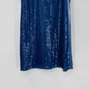 Carmen Marc Valvo  Denim Blue Sequin Sleeveless Shift Dress Size 6 Small Photo 14