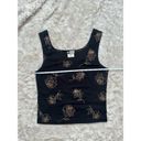 Vintage 90s Small Black Sheer Gold Rose Metallic Square Neckline Tank Top Photo 4