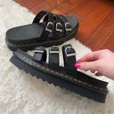 Dr. Martens  Blaire Leather Slip On Black Platform Sandals NIB Photo 1