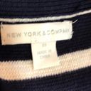 New York & Co. Blue & White V-Neck Jersey Top Photo 4