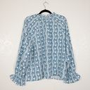 Hill House NWT  Blue Linear Floral Poly Crepe The Millie Top Size XL Photo 6