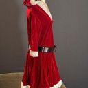 ma*rs Short Red Hooded Dress White Faux Fur Trim  Claus Santa Christmas Size M NEW Photo 2