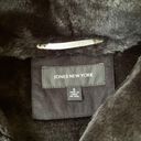 Jones New York  Black Faux Suede Coat Faux Fur Trim Lining, Size S Photo 5