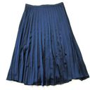 J.Crew NWT  Pleated Midi in Navy Blue Satin A-line Flared Skirt 16 $98 Photo 0