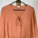 Peach Love California  Peach Long Bell Sleeve Tiered Ruffle Blouse Size M Photo 1