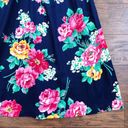 vintage • 90s Walden floral midi dress navy blue cotton jumper pink flower print Size M Photo 6