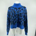 Sweaty Betty  Women’s Jacquard Electric Blue Leopard Print Mohair Sweater Small Photo 2