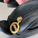 Longchamp  France Authentic black Leather Shoulder Bag Gold Bamboo Toggle Handbag Photo 4