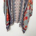 Angie [] Dove Gray Floral Print Flowy Open Front Kimono Cover-Up Boho Top Large L Photo 8