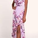 Lulus NWT  Sammi Floral Ruffle Surplice Maxi Dress in Lavender sz M Photo 0