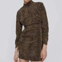 ZARA Corduroy Animal Print Leopard Long Sleeve Ruched Bodycon Dress Small S Photo 6