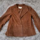 Bloomingdales Margaret Godfrey  Vintage Suede Camel Brown Blazer Size 10 Petite Photo 0