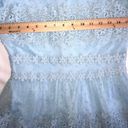 Just Me  Womes Size S Dress Midi Lace Short Sleeves Blue Cottage Modest Party Photo 4