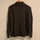 Lands'End Lands’ End Green Chunky Cable Knit Zip Up Mock Neck Sweater L 14-16 Regular Photo 6