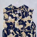 Joie  blue floral print linen blend button up collared tank top size medium Photo 1