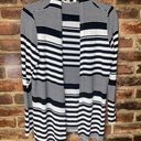 Cyrus  Black & White Striped Open Front Cardigan Sweater Women's Size Medium Photo 0