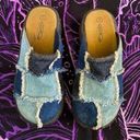 Lower East Side EUC  Vintage Y2K Denim Patchwork Slip on Platform Clogs Size 7 Photo 0