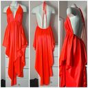 Day & Night Neon Orange Deep V-Neck Halter Asymmetrical Hi Low Dress Size Medium Photo 1