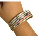 The Row Vintage 5- Mother of Pearl Inlay Brass Hinged Pin Latch Bracelet Photo 2