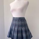 American Apparel  Navy Blue Plaid Pleated Mini Skirt Photo 4