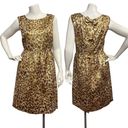 J.Crew  Women's Sz 4 Golden Brown Sheath Dress Leopard Print Bow Preppy Casual Photo 1