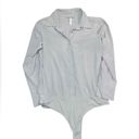 Athleta ‎ River North Sage Green Long Sleeve Button Up Bodysuit Size L Photo 0